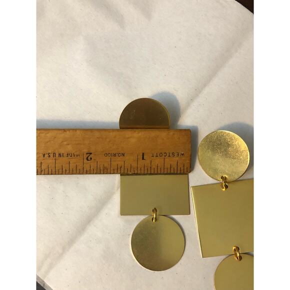 J. Crew Earrings Geometric Modern Gold Tone Oversized Large Drop Chunky - Picture 4 of 6